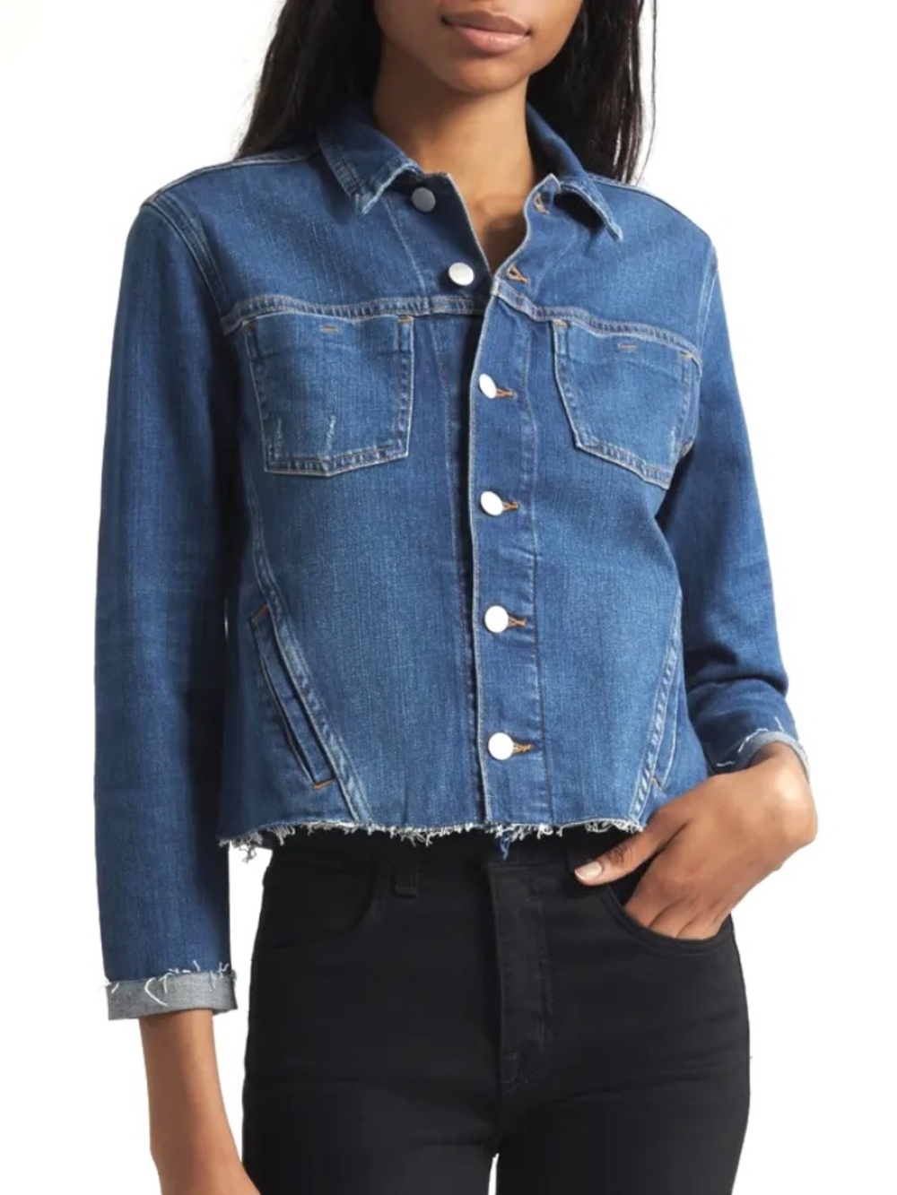L'AGENCE Janelle Denim Trucker Jacket in Authentique Wash - L
